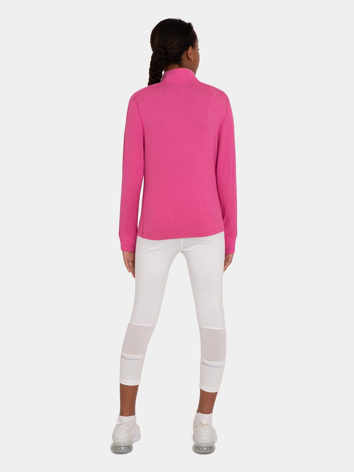 Fusion Half Zip Running Top For Girls With Thumbholes & Back Zip Pocket