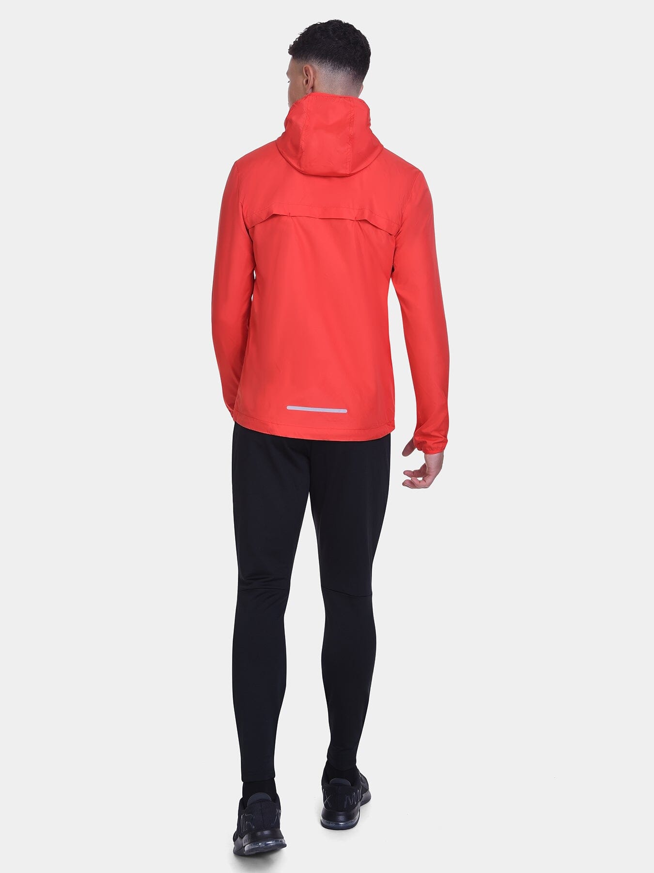 Softshell Packable Running Water Repellant Hooded Jacket For Men With Thumbholes, Reflective Strips & Zip Pockets