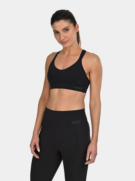 TCA Women's Medium Impact Sports Bra – Adjustable Support, Removable Pads, Seamless Comfort