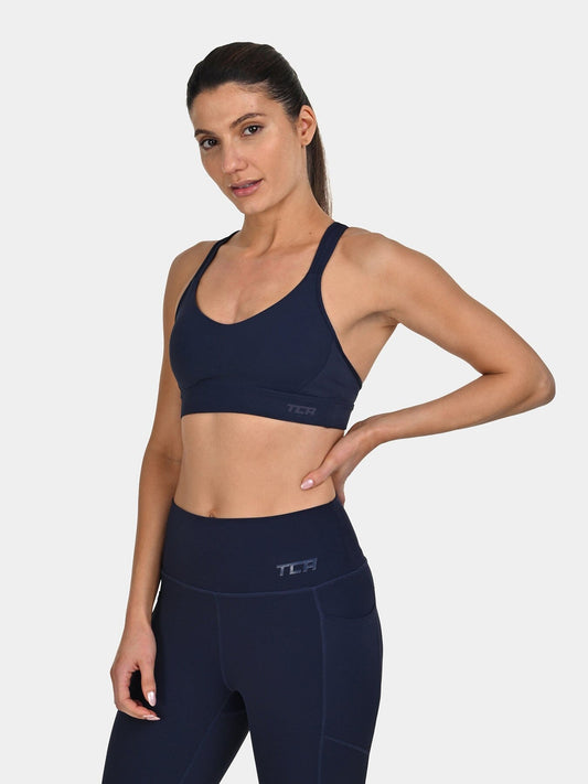 TCA Women's Medium Impact Sports Bra – Adjustable Support, Removable Pads, Seamless Comfort