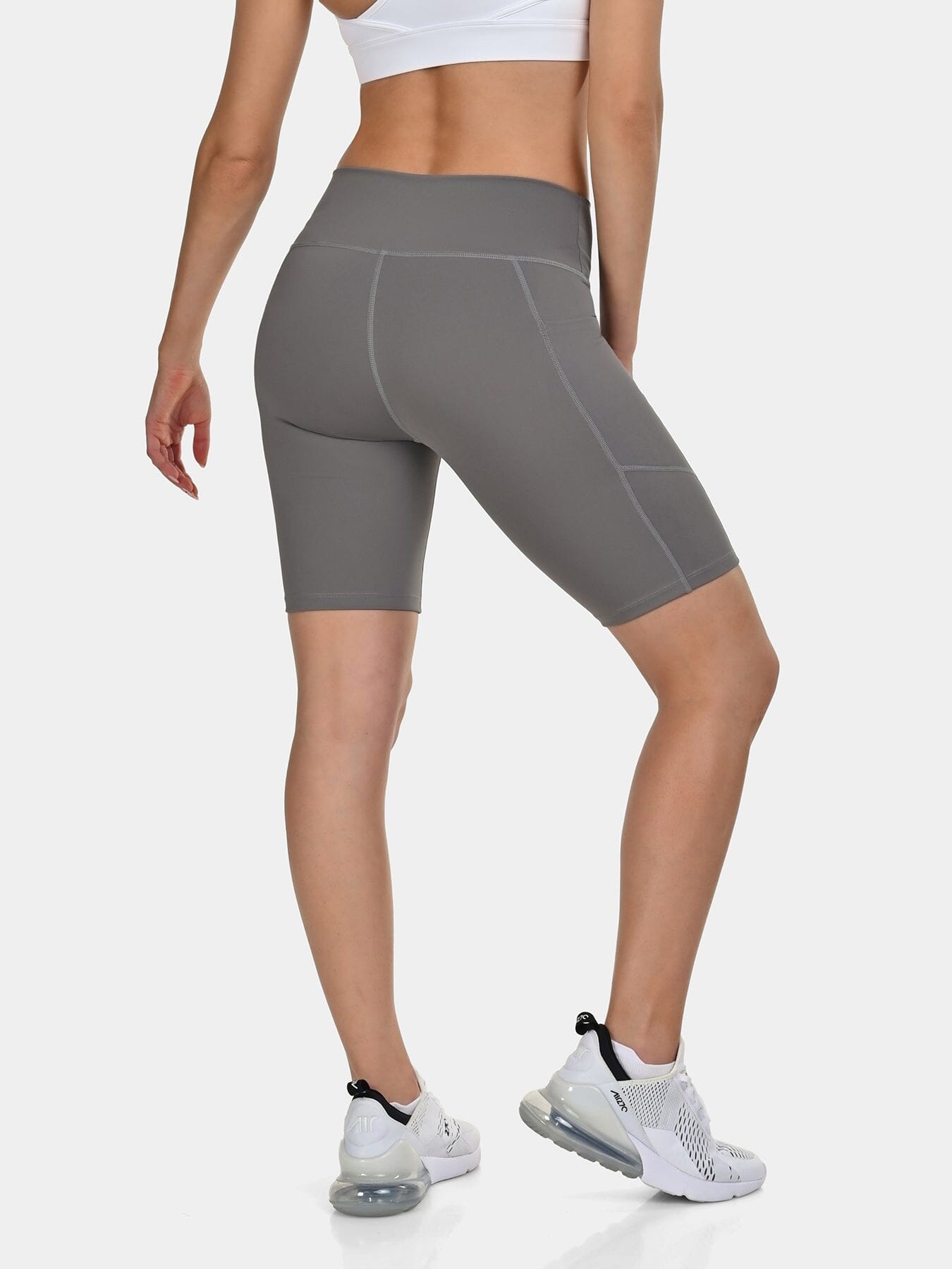 TCA Women's High Waisted Yoga Shorts _ Tummy Control Buttery Soft Biker Shorts with 2 Open Side Pockets  for Running, Gym, and Workout