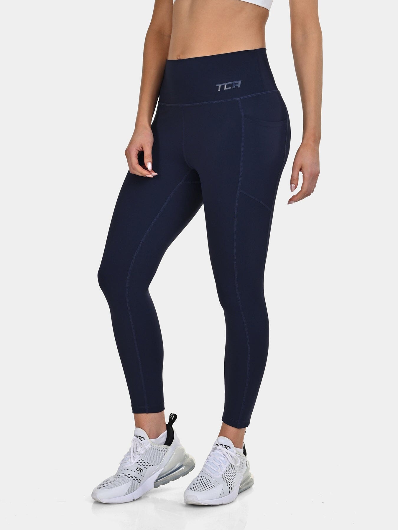 TCA Women's High Waisted 7/8 Leggings _ Tummy Control Buttery Soft Leggings with 2 Open Side Pockets  for Running, Gym, and Workout