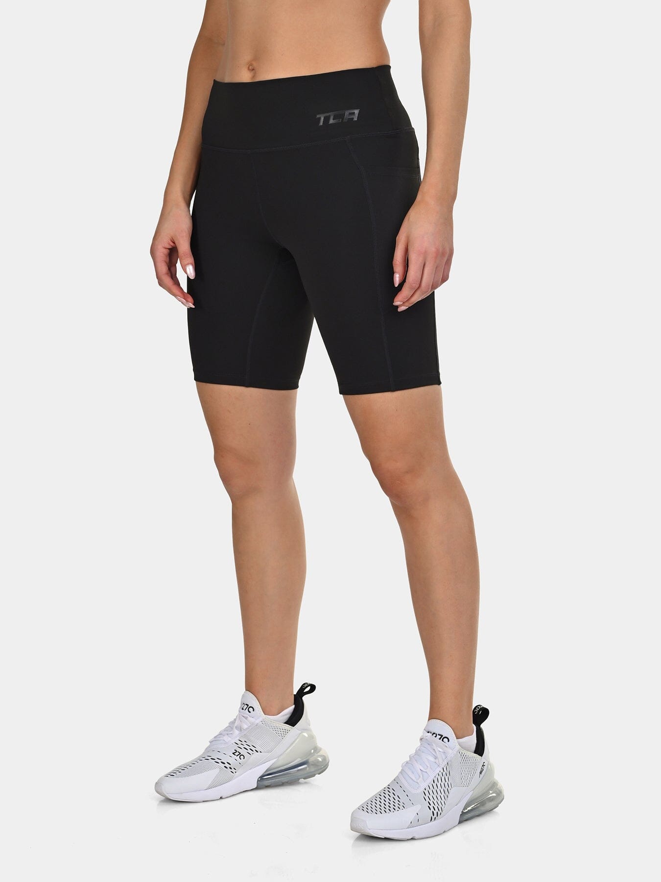 TCA Women's High Waisted Yoga Shorts _ Tummy Control Buttery Soft Biker Shorts with 2 Open Side Pockets  for Running, Gym, and Workout