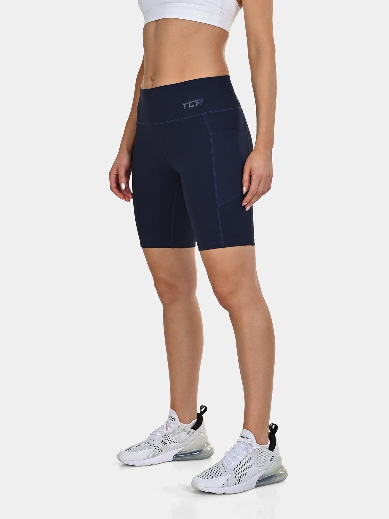 TCA Women's High Waisted Yoga Shorts _ Tummy Control Buttery Soft Biker Shorts with 2 Open Side Pockets  for Running, Gym, and Workout