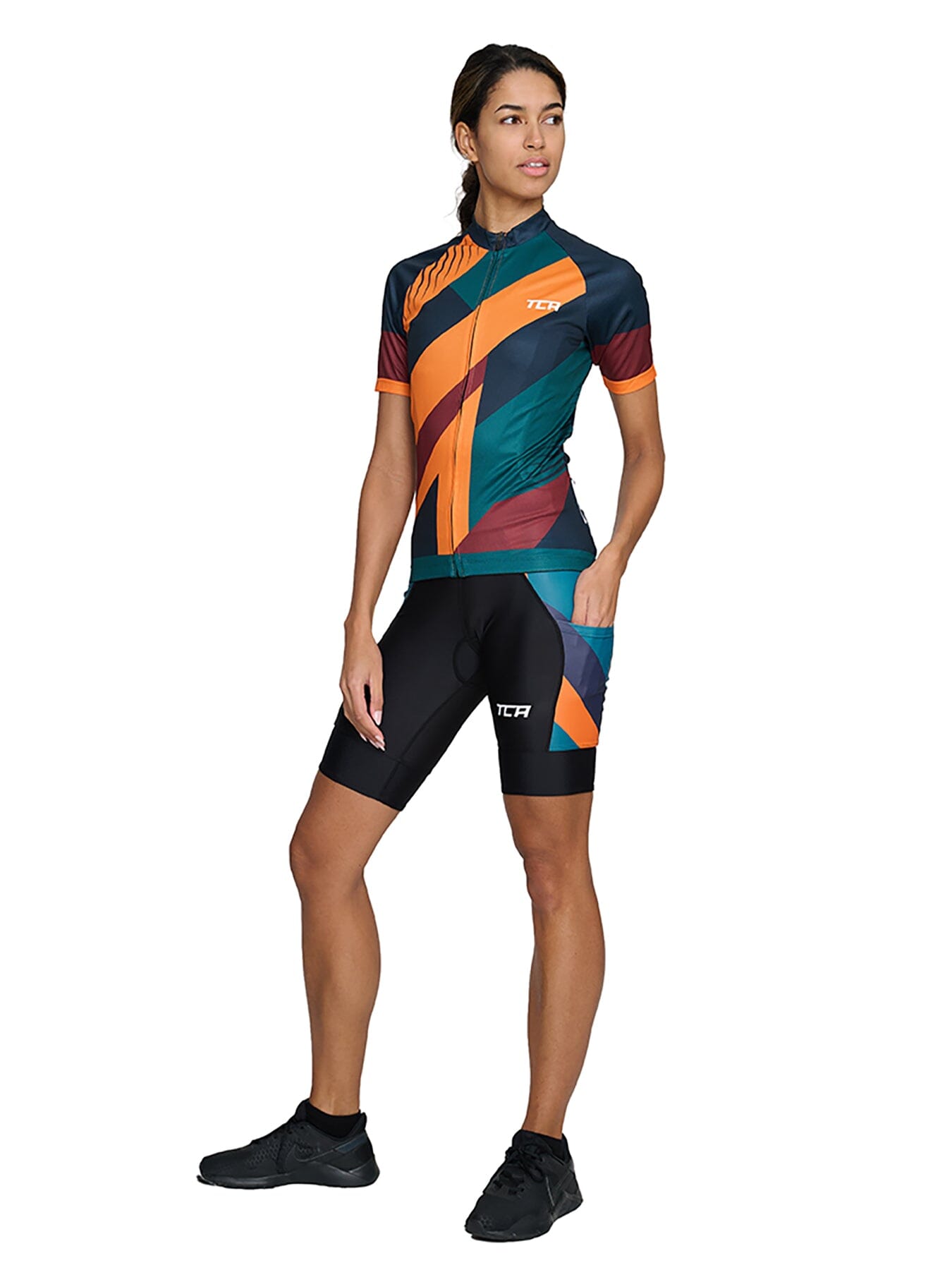 Padded Cycling Bib Shorts For Women With Side Pockets, Bib Straps and Anti-slip Leg Grippers