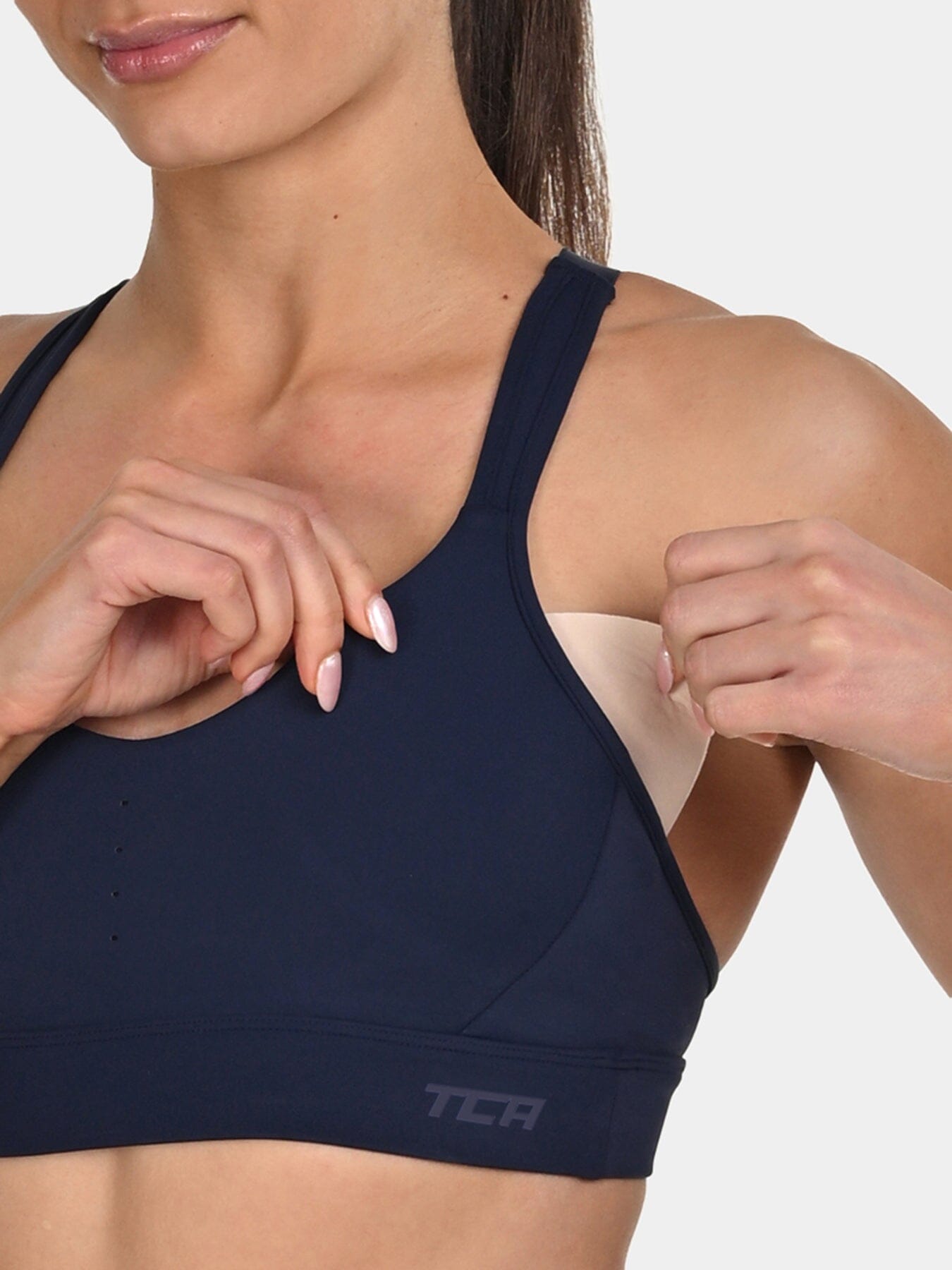 TCA Women's Medium Impact Sports Bra – Adjustable Support, Removable Pads, Seamless Comfort