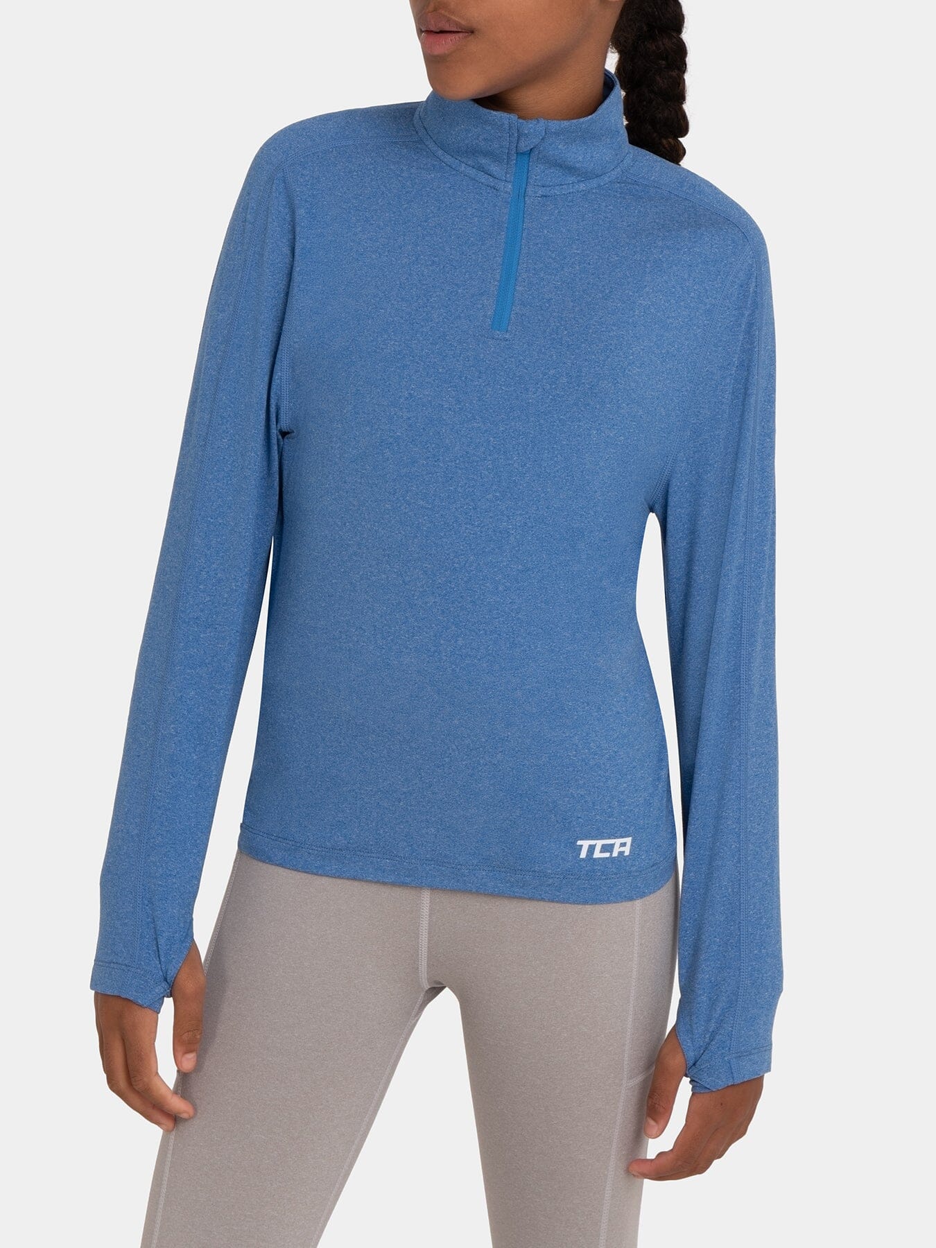 Fusion Half Zip Running Top For Girls With Thumbholes & Back Zip Pocket