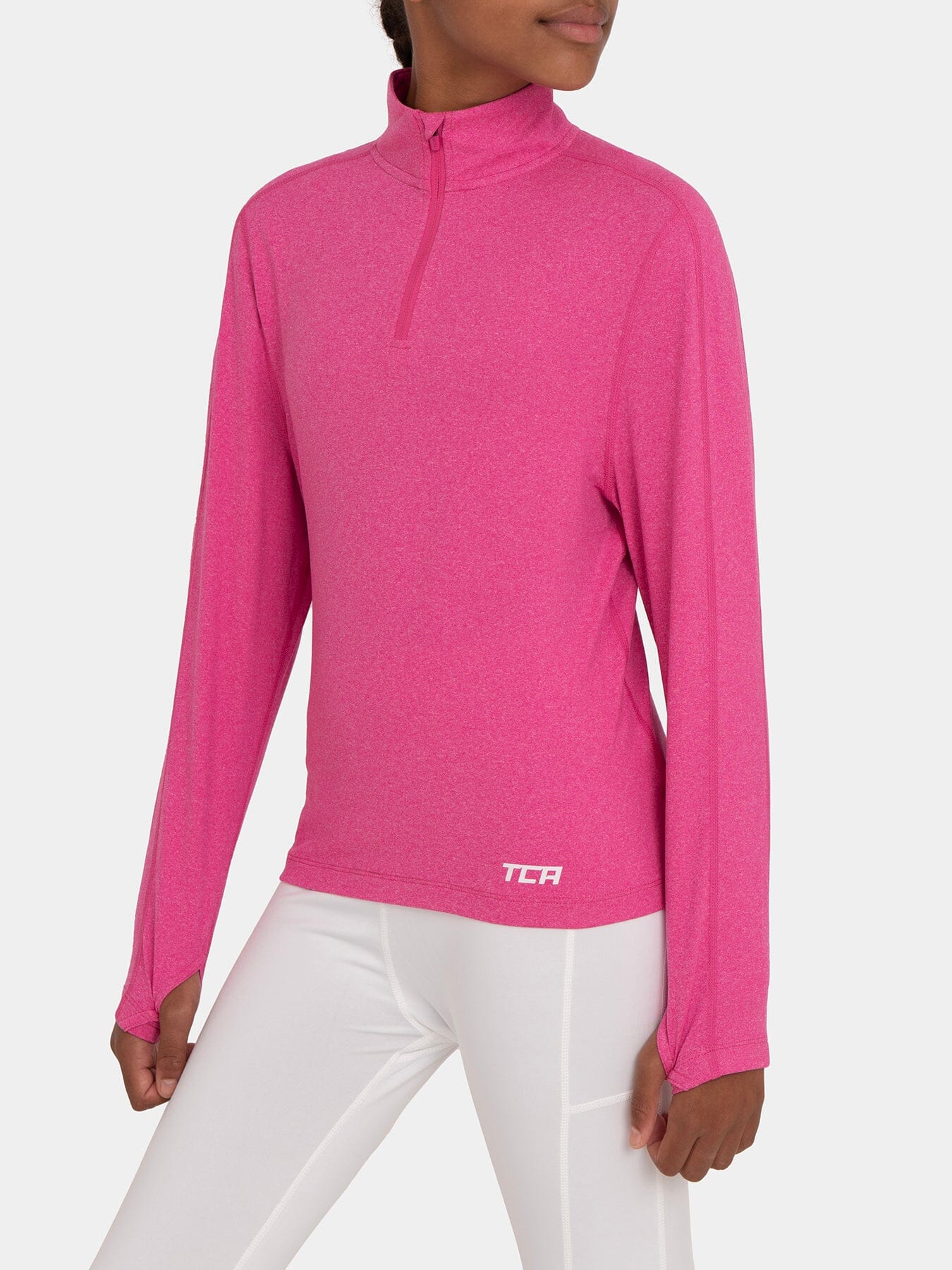 Fusion Half Zip Running Top For Girls With Thumbholes & Back Zip Pocket