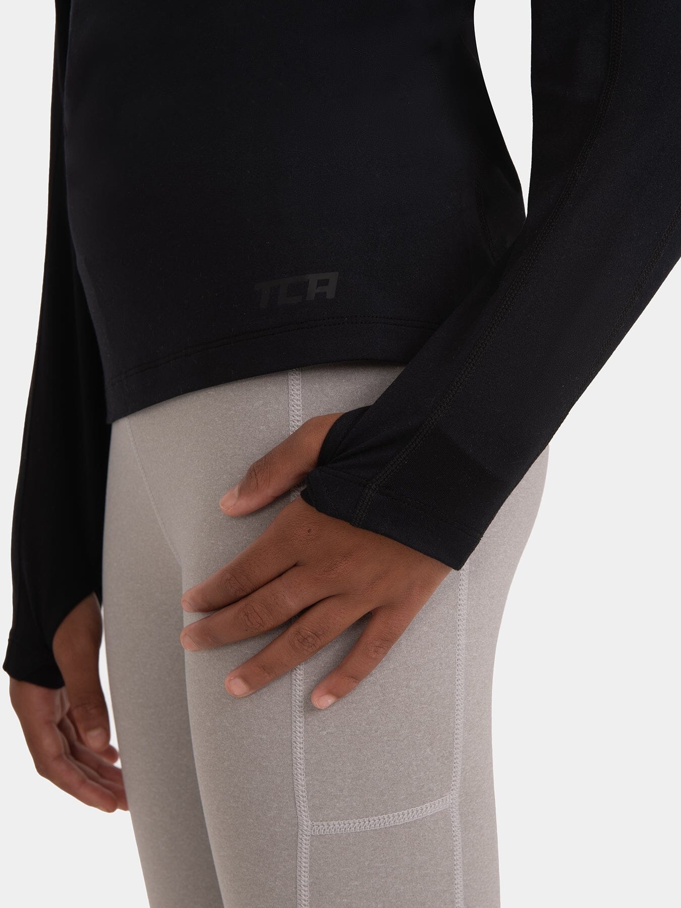 Fusion Half Zip Running Top For Girls With Thumbholes & Back Zip Pocket