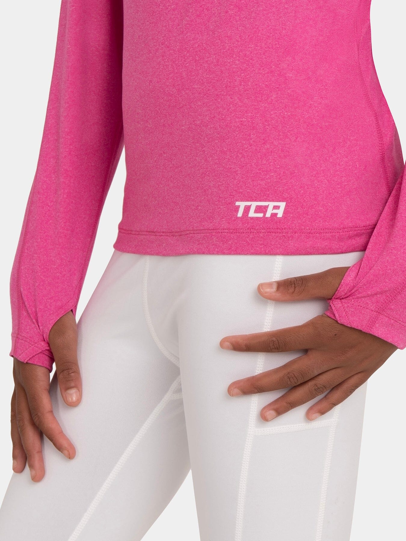 Fusion Half Zip Running Top For Girls With Thumbholes & Back Zip Pocket