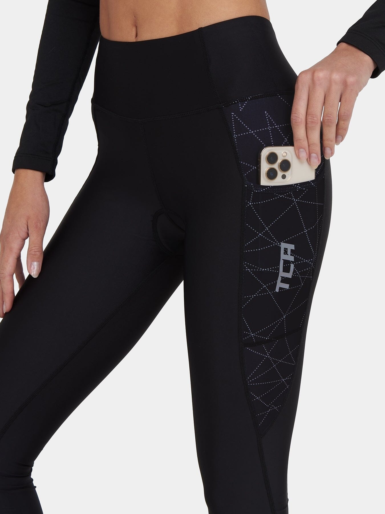 Padded Capri Cycling Leggings For Women With Reflective Strips & Side Pocket