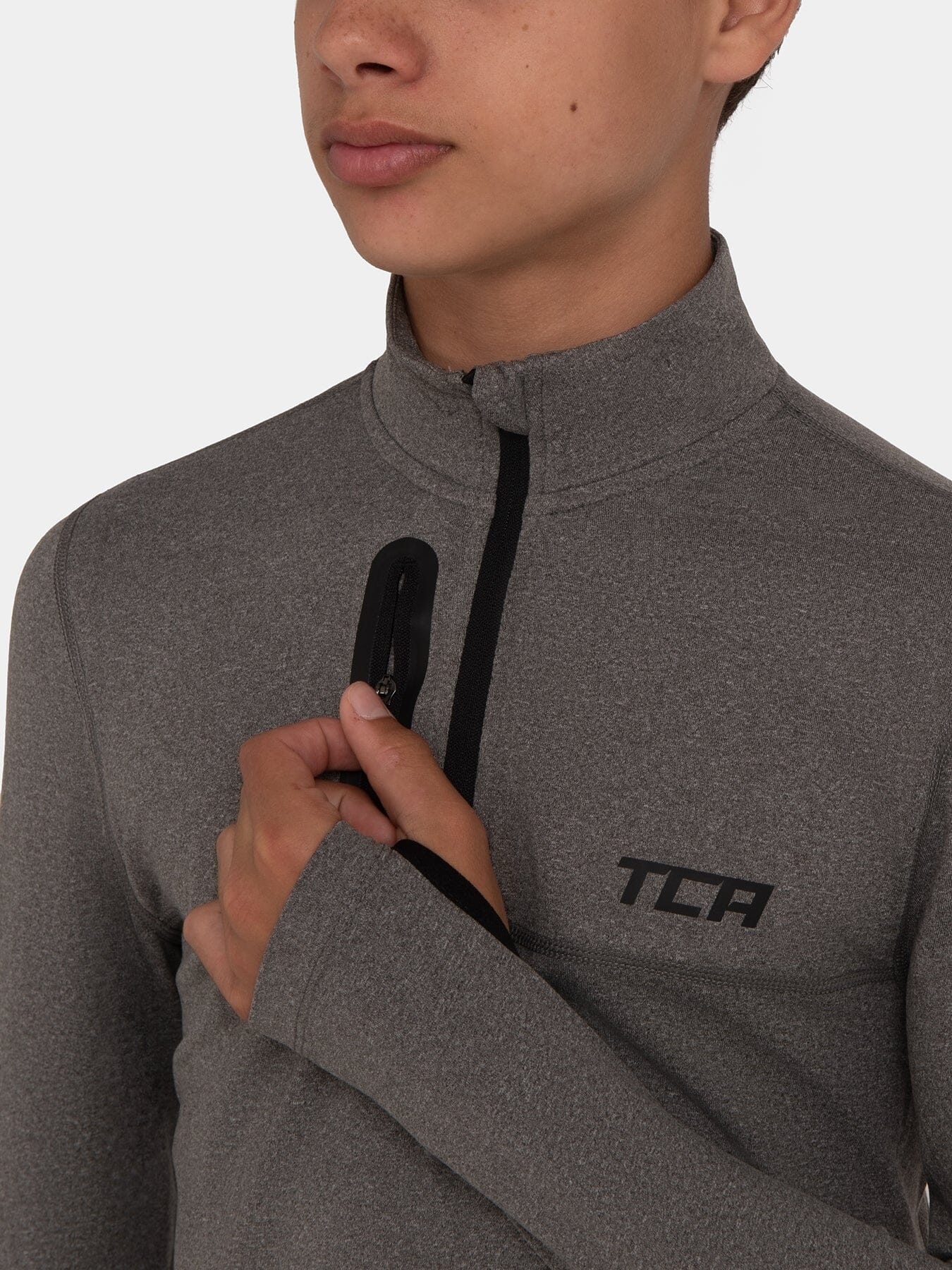 Fusion Half Zip Running Top For Boys with Thumbholes & Chest Zip Pocket