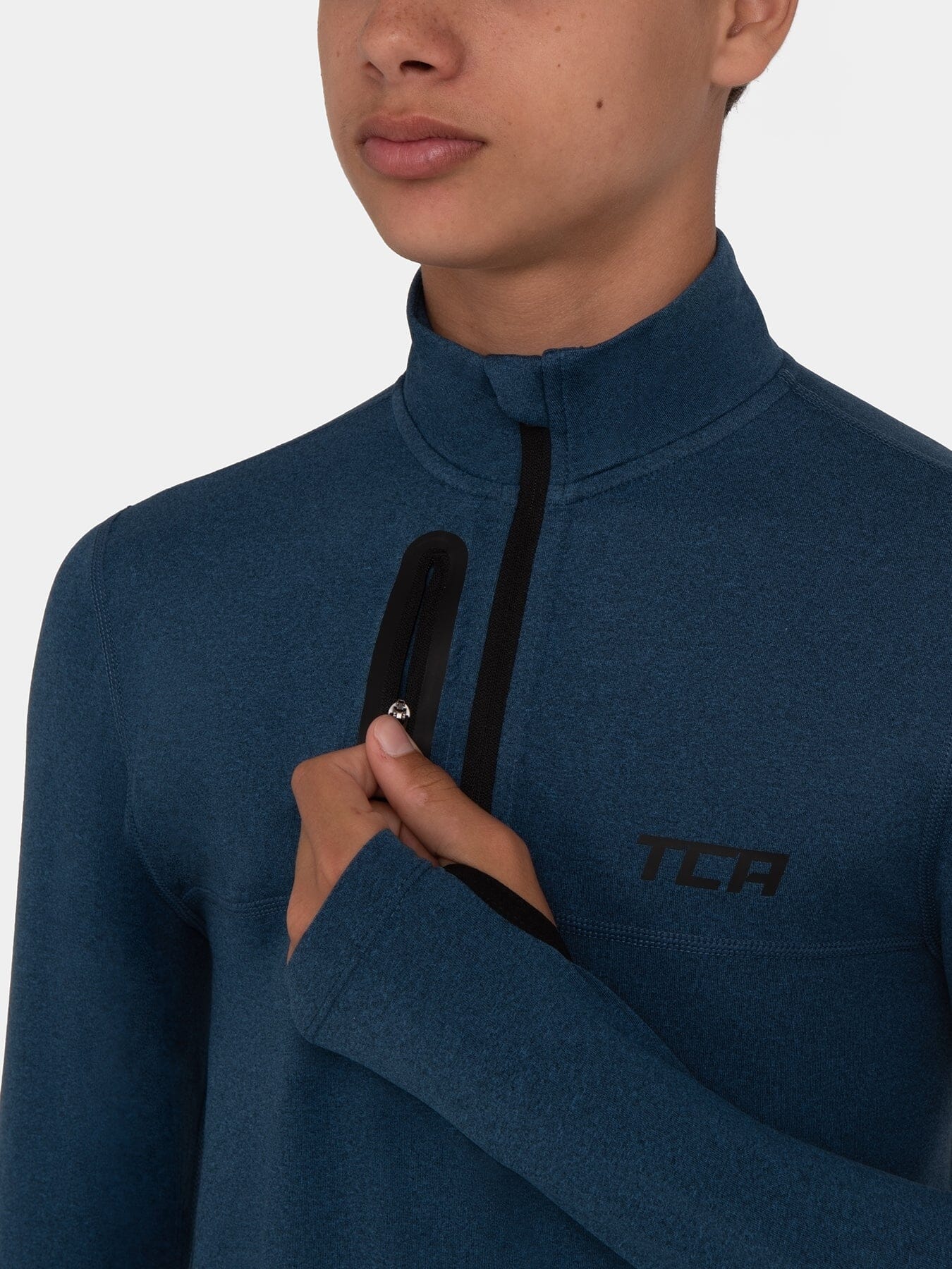 Fusion Half Zip Running Top For Boys with Thumbholes & Chest Zip Pocket