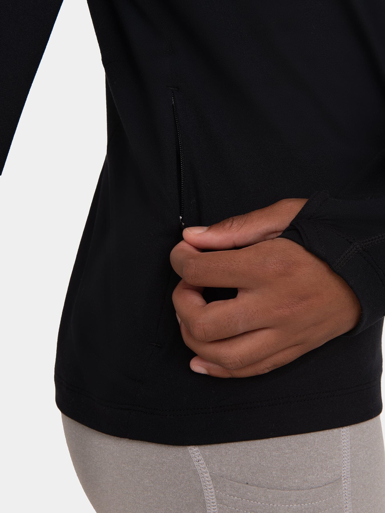 Fusion Half Zip Running Top For Girls With Thumbholes & Back Zip Pocket