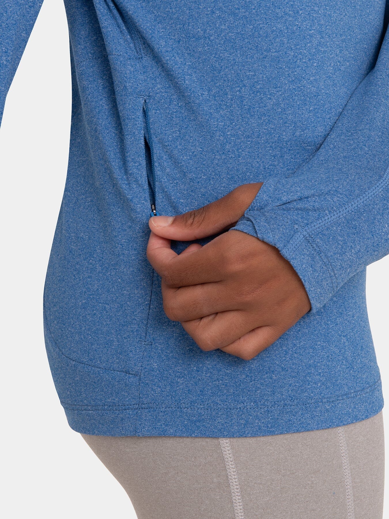 Fusion Half Zip Running Top For Girls With Thumbholes & Back Zip Pocket