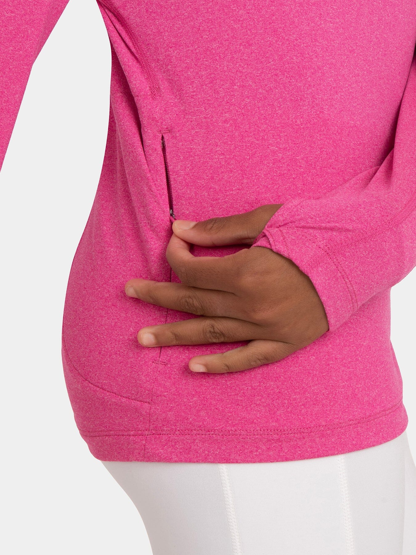 Fusion Half Zip Running Top For Girls With Thumbholes & Back Zip Pocket