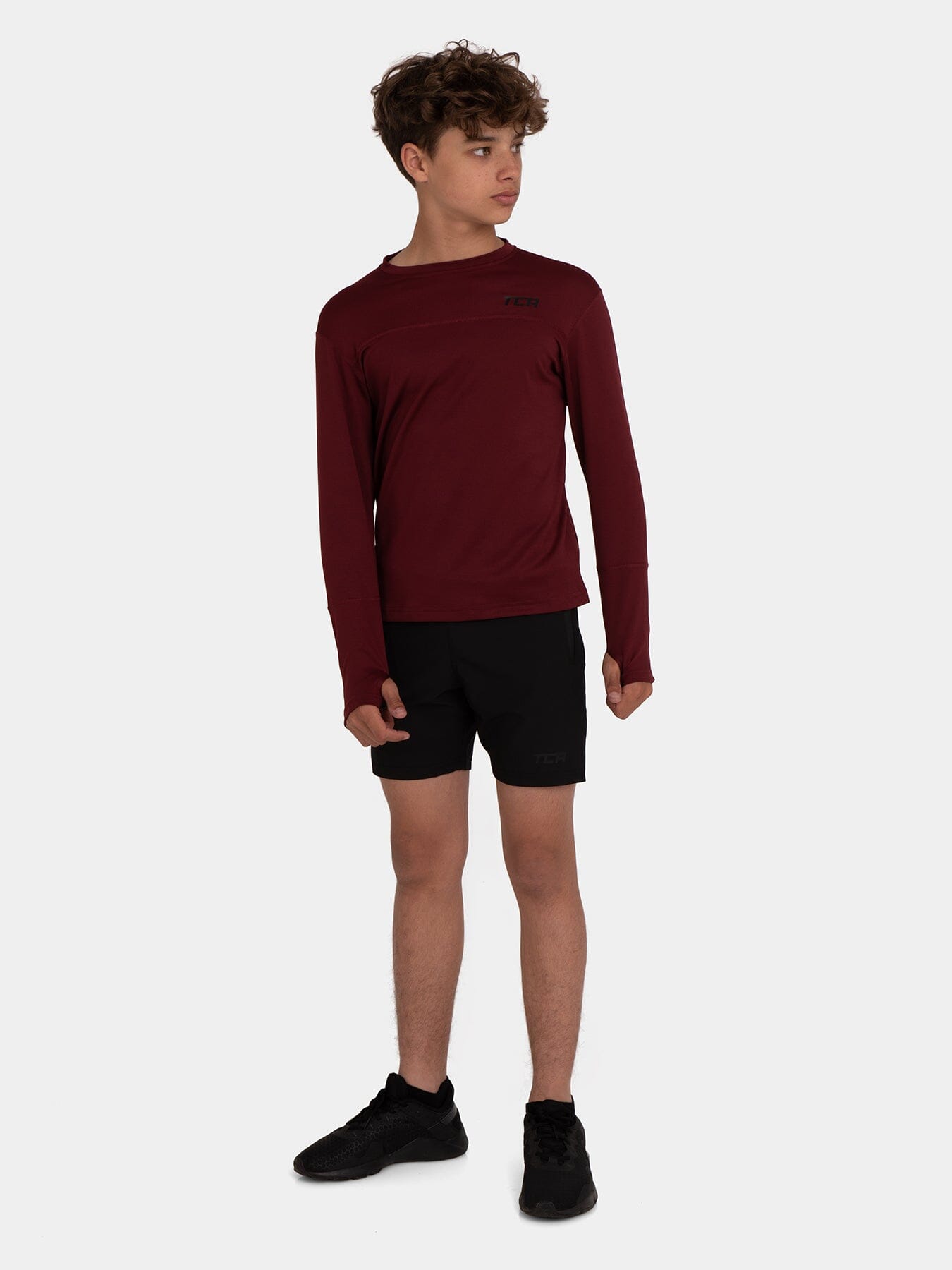 Stamina Long Sleeve Crew Neck Running Top For Boys With Thumbholes