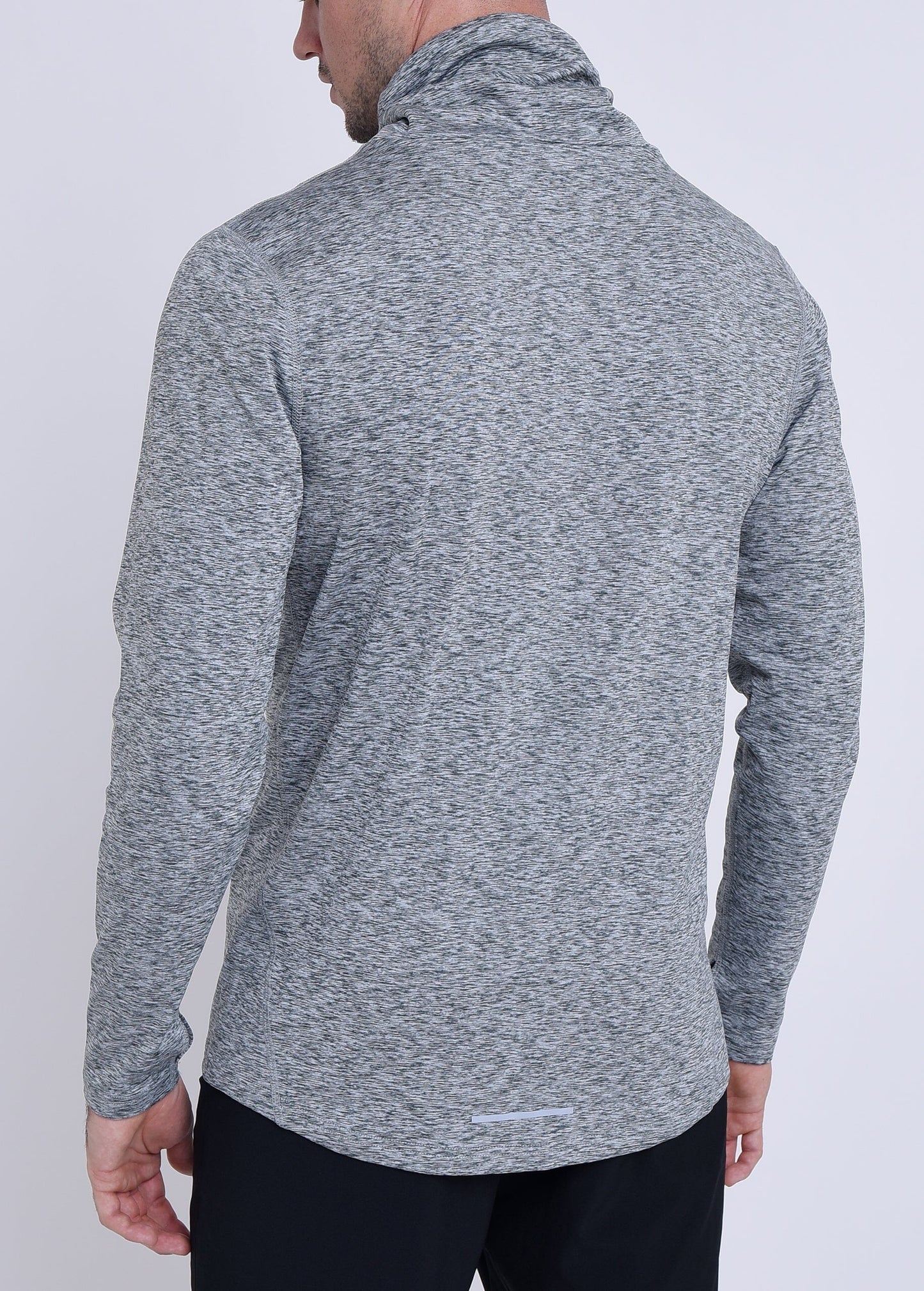 Warm-Up Thermal Long Sleeve Funnel Neck Top For Men With Brushed Inner Fabric, Thumbholes & Reflective Strips