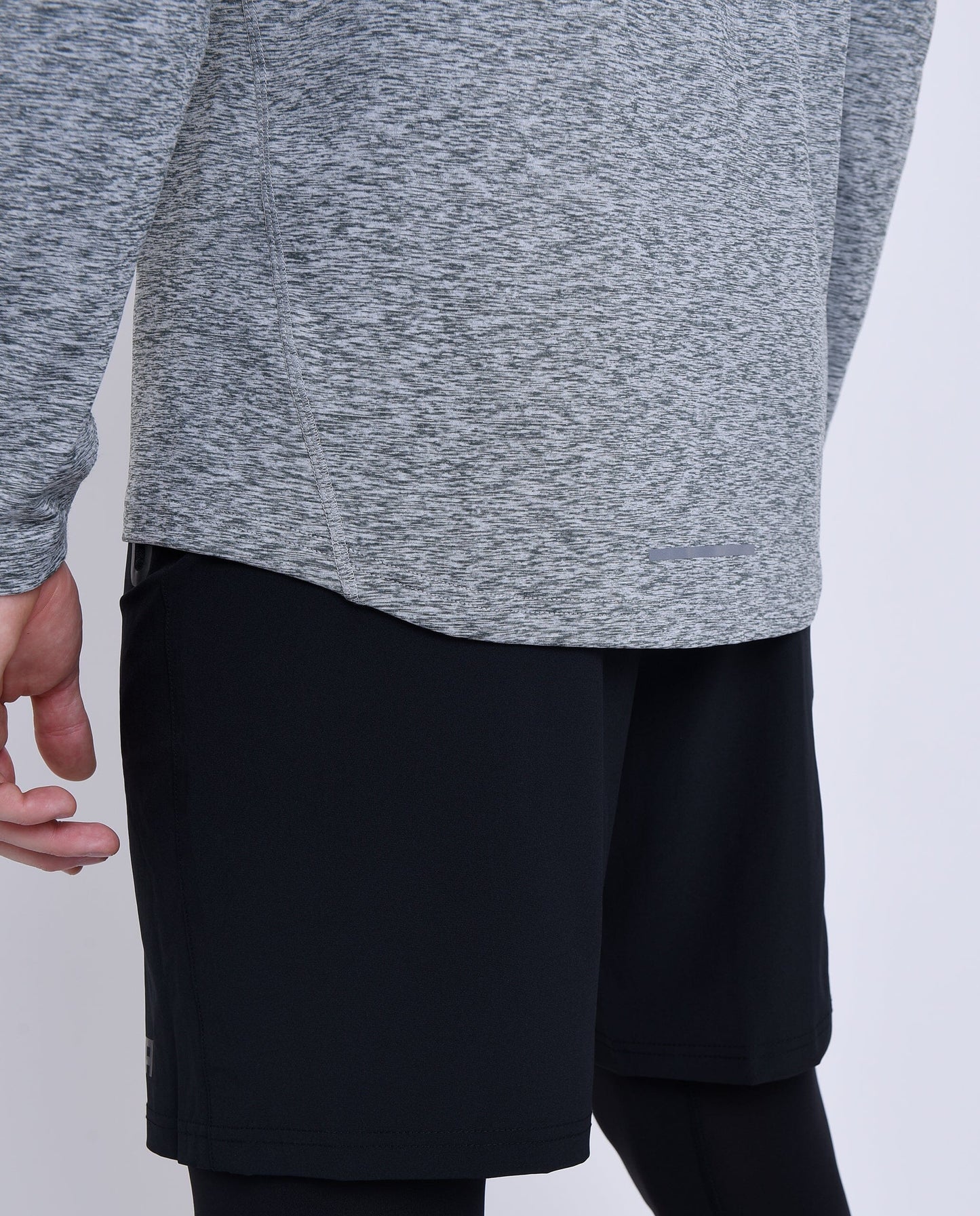 Warm-Up Thermal Long Sleeve Funnel Neck Top For Men With Brushed Inner Fabric, Thumbholes & Reflective Strips