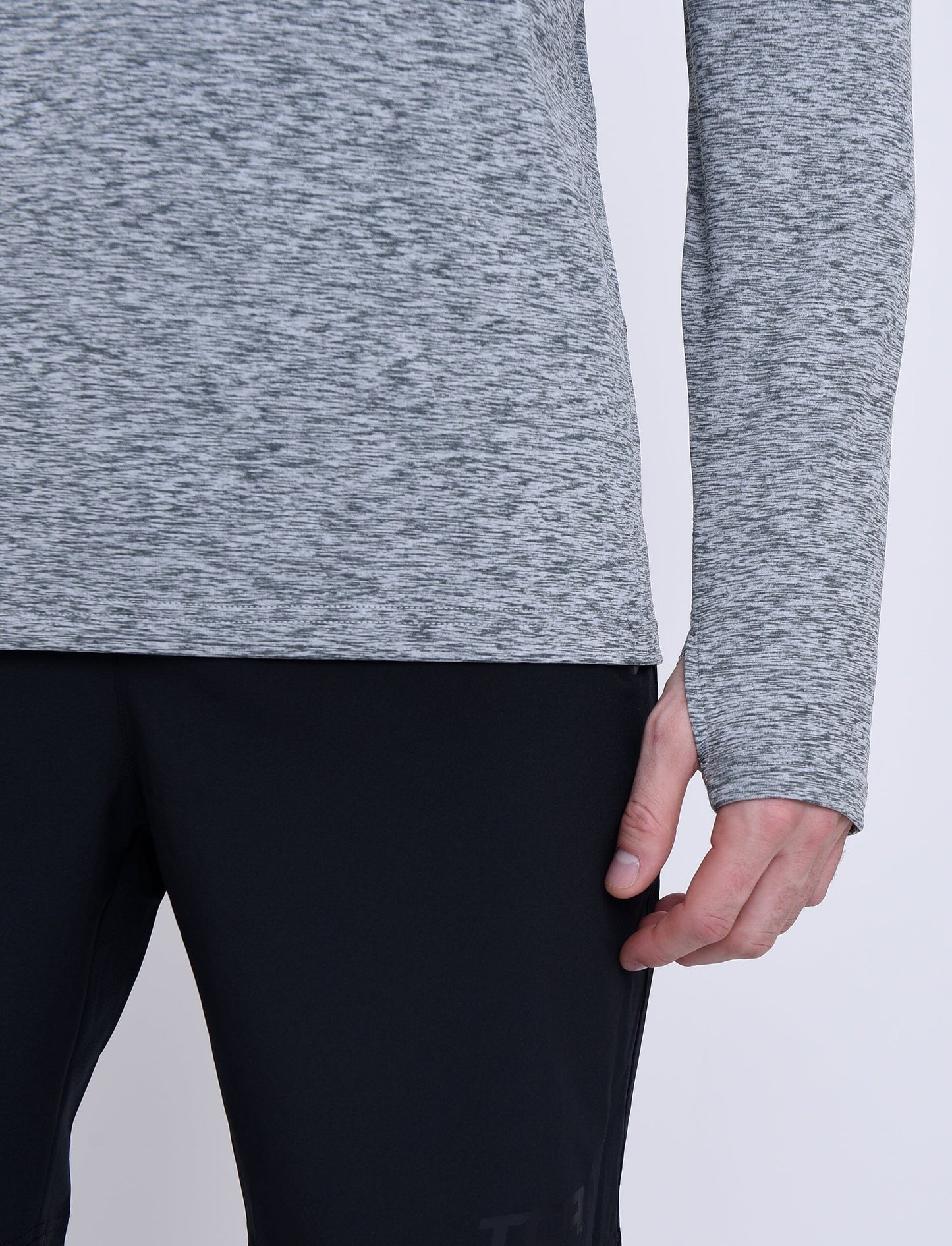 Warm-Up Thermal Long Sleeve Funnel Neck Top For Men With Brushed Inner Fabric, Thumbholes & Reflective Strips
