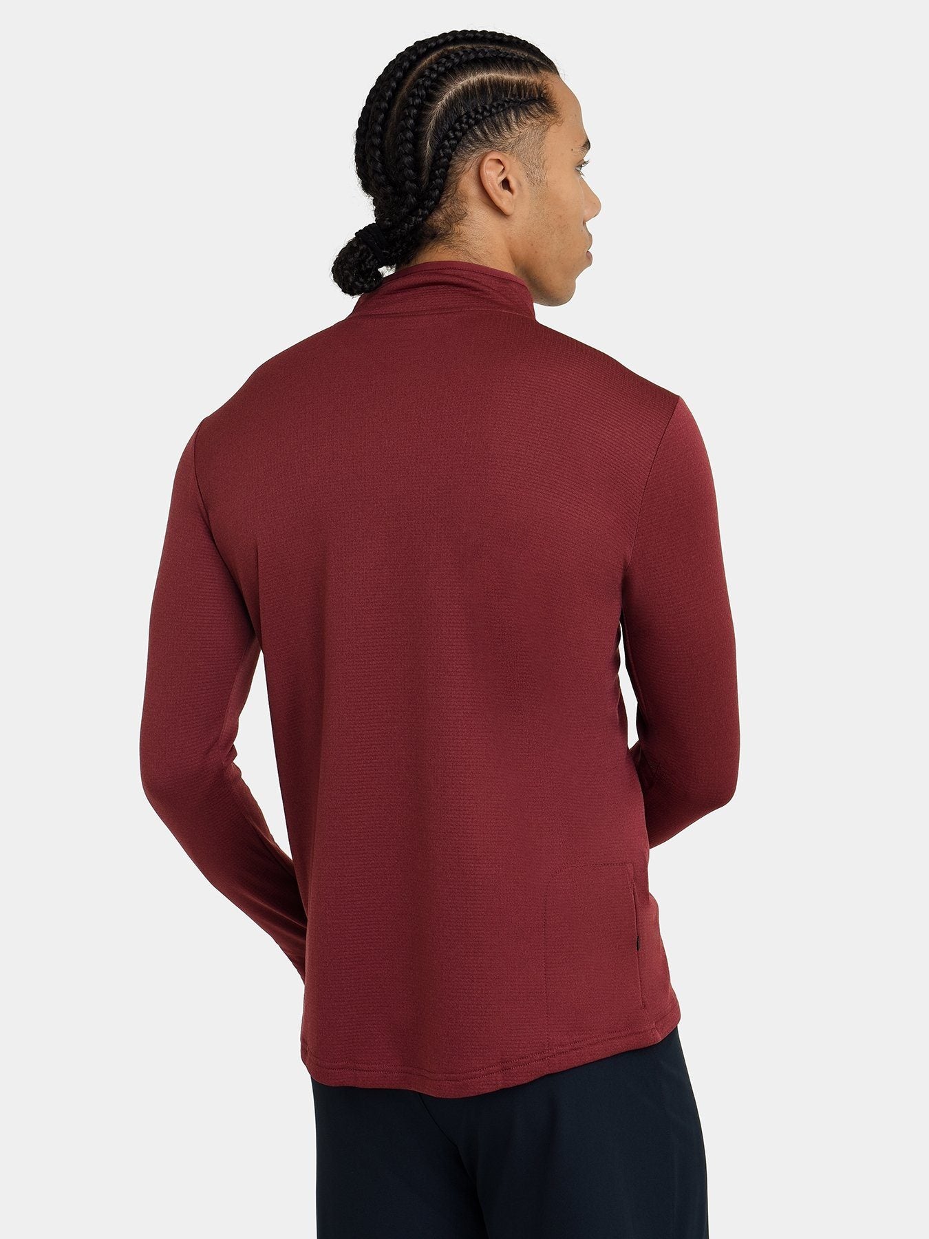 Cloud Fleece Quarter Zip Running Top For Men With Thumbholes & Side Zip Pocket