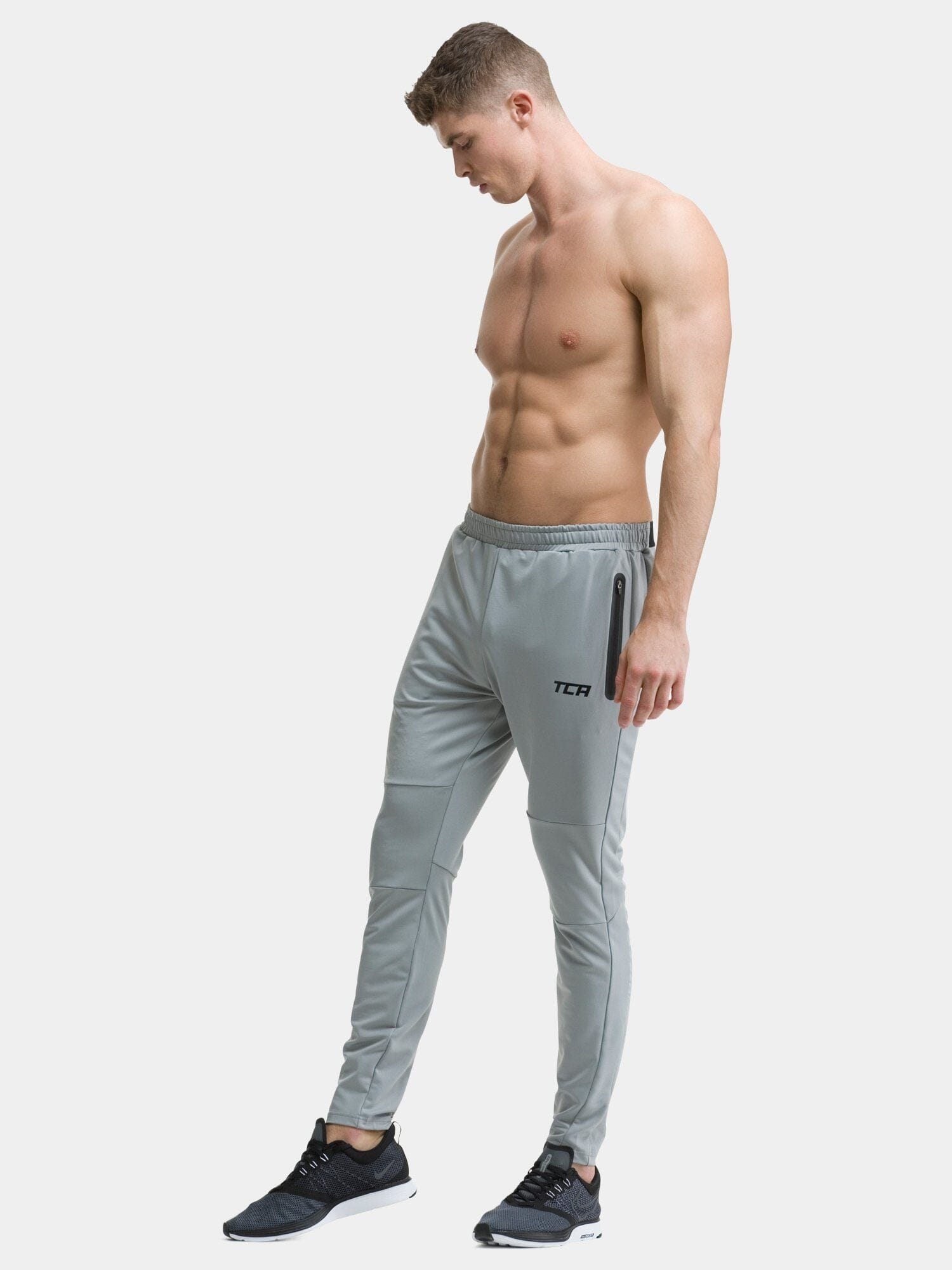 TCA Rapid Men's Tapered Track Pant - Cool Grey / Black
