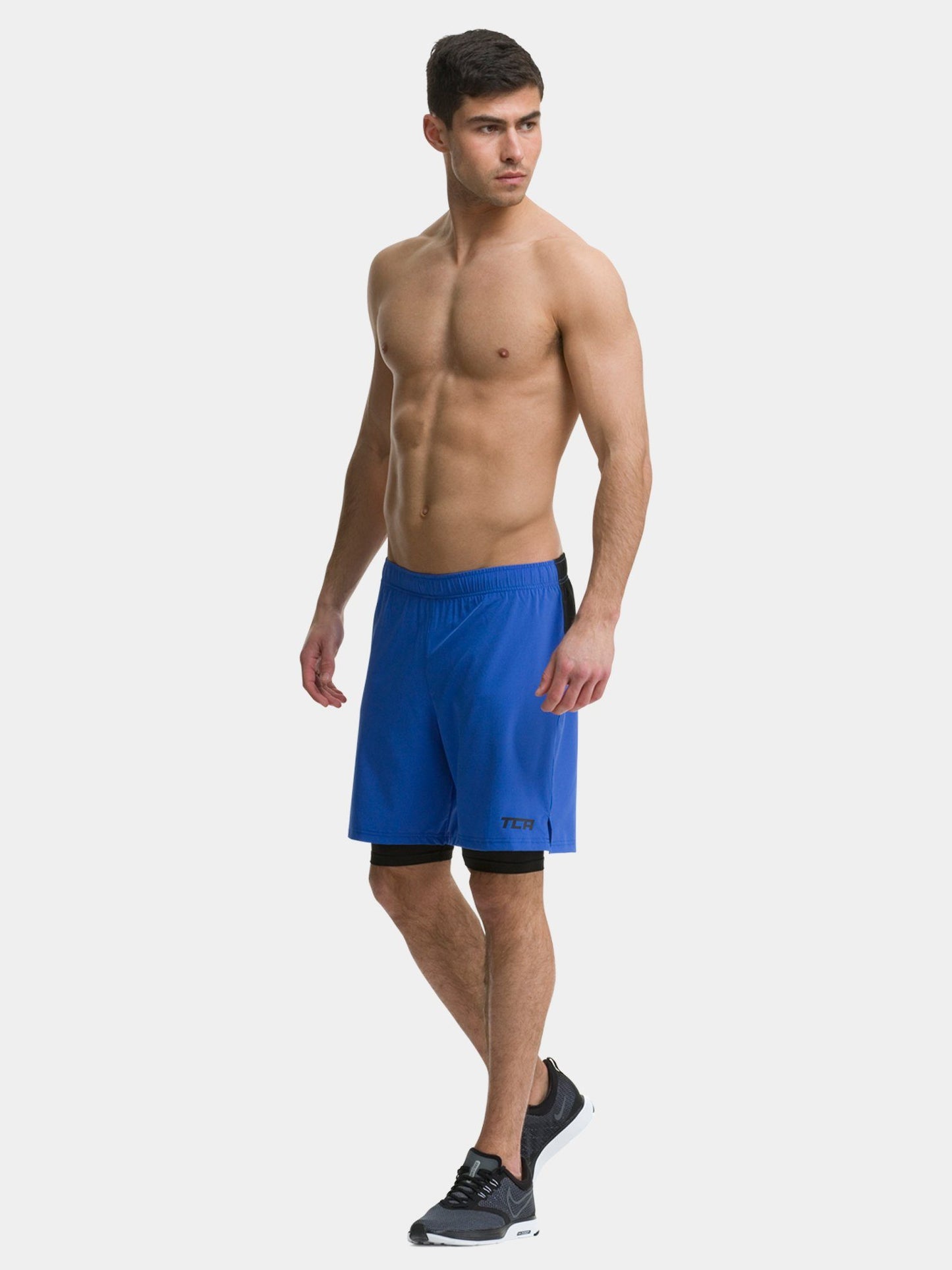 TCA Ultra Men's 2 in 1 Compression Shorts - Cobalt Blue / Black