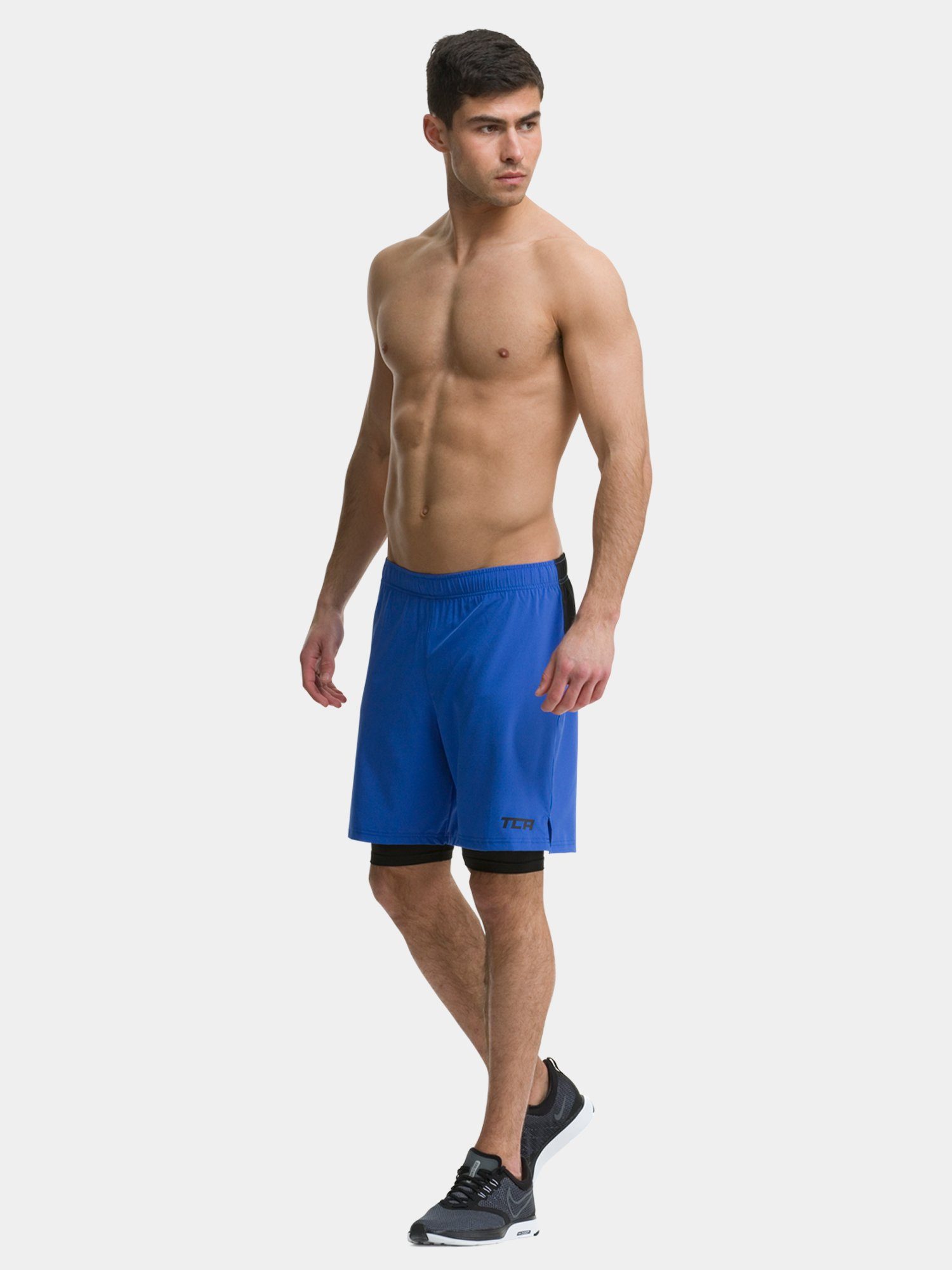 TCA Ultra Men's 2 in 1 Compression Shorts - Cobalt Blue / Black