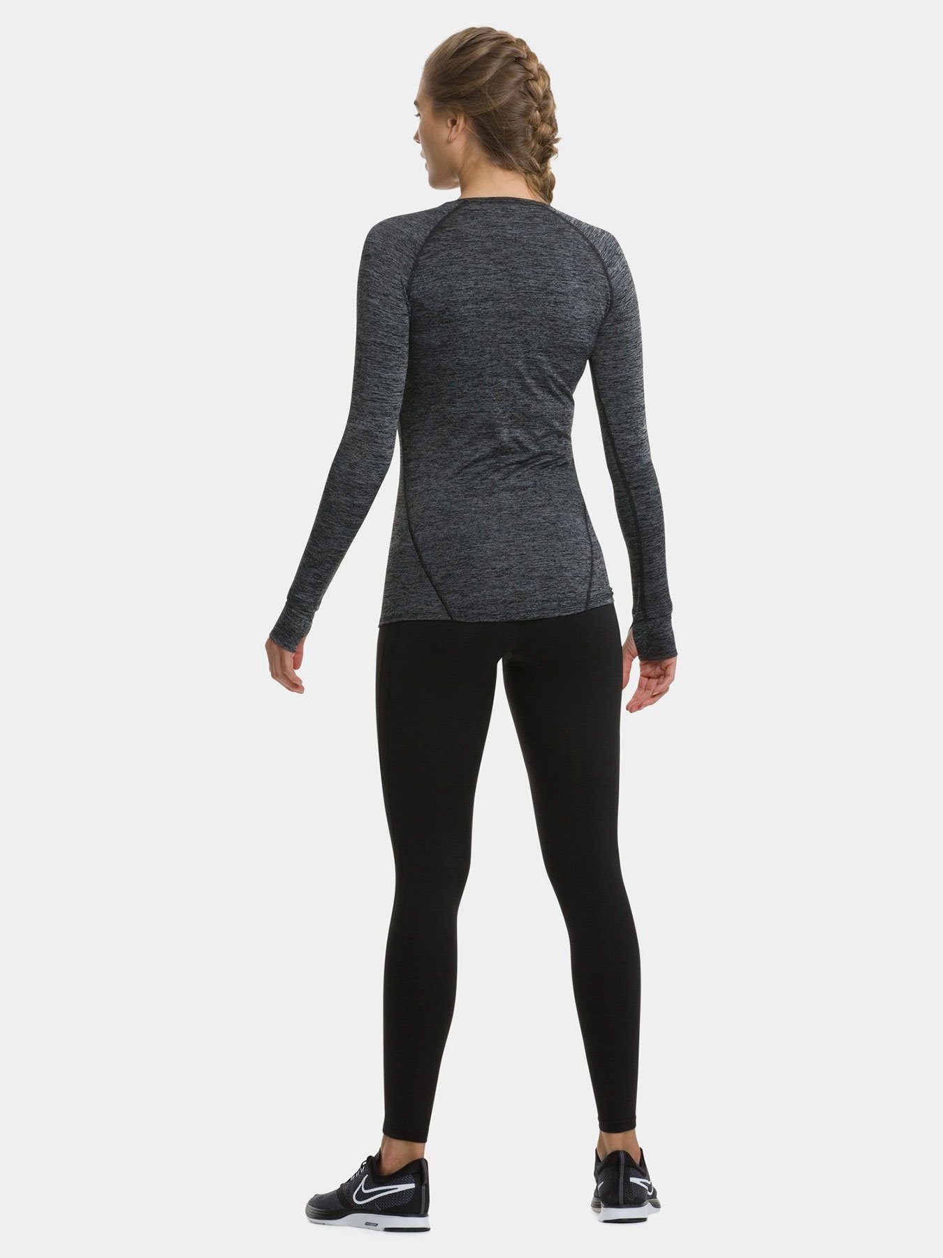 Elle Long Sleeve V Neck Top For Women With Thumbholes