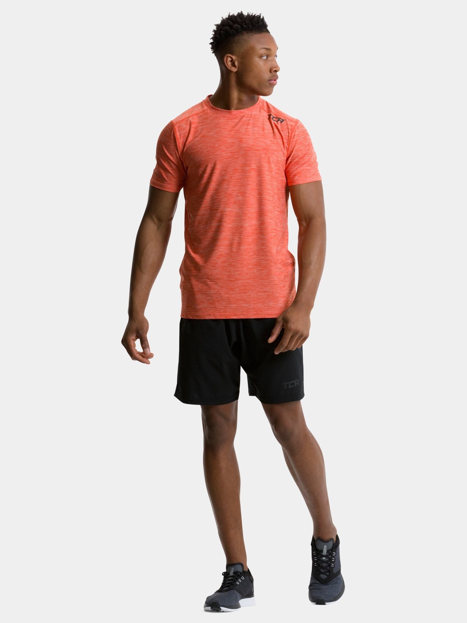 TCA Men's Galaxy Short Sleeve Gym Top - Orange